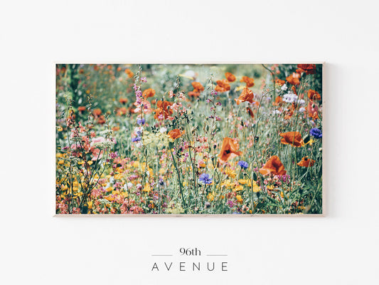 Wildflower Meadow Frame TV Art | Colorful Floral Field | Natural Cottage Core Landscape Style | Instant Download