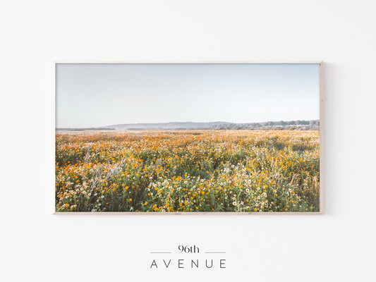 Wildflower Field Frame TV Art | Flower Meadow Rustic Landscape | Instant Download