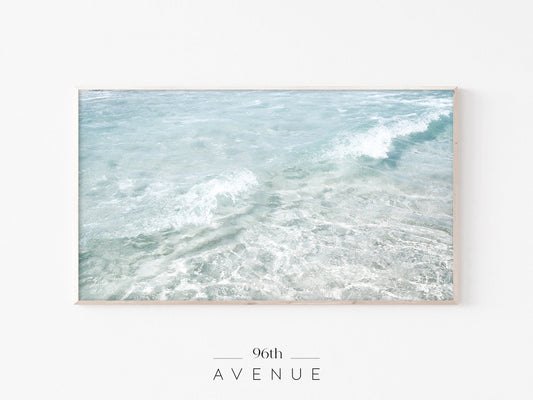 Ocean Waves Frame TV Art | Coastal Soft Blue Aesthetic | Instant Download