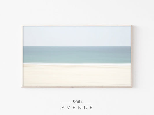 Minimal Beach Horizon Frame TV Art | Abstract Coastal Wall Decor | Soft Neutral Ocean Gradient Landscape | Instant Download