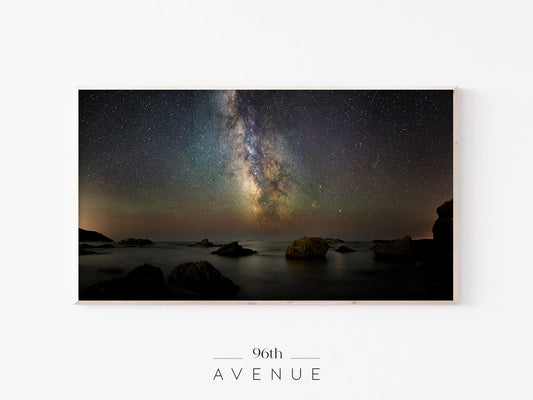 Milky Way Frame TV Art | Night Sky Ocean Landscape | Instant Download