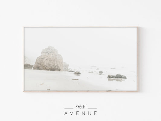 Foggy Beach Frame TV Art | Minimal Coastal Landscape | Instant Download