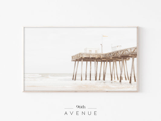Coastal Pier Frame TV Art | Minimal Beach Scene | Instant Download