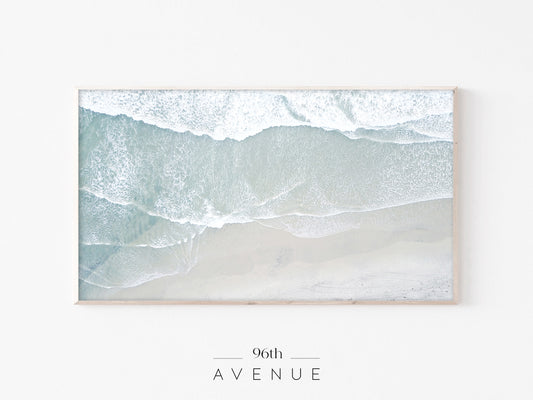 Aerial Ocean Waves Frame TV Art | Minimal Coastal Beach Photography - Instant Download