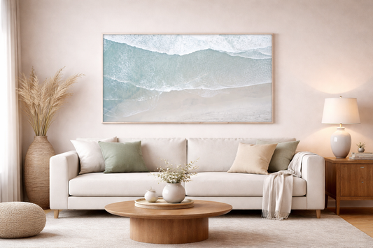 Aerial Ocean Waves Frame TV Art | Minimal Coastal Beach Photography - Instant Download