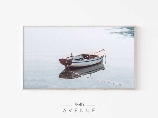 Boat Reflection Frame TV Art | Minimal Calm Water Aesthetic Instant Download