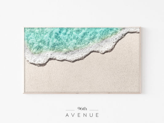 Beach Wave Frame TV Art | Aerial Coastal Minimal Instant Download