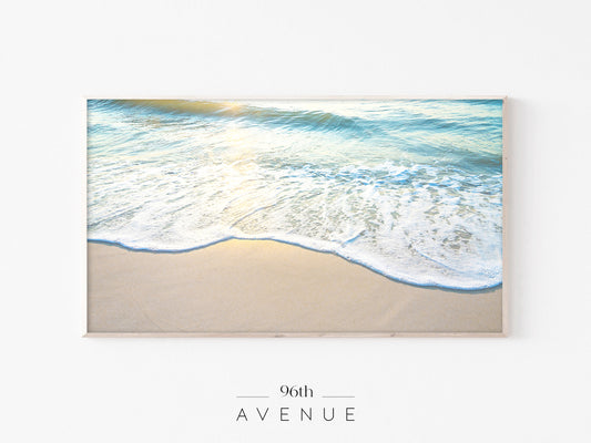 Ocean Waves Frame TV Art | Soft Coastal Light Minimal Instant Download