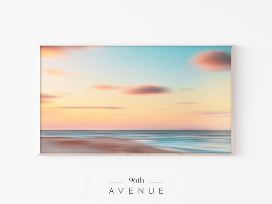 Pastel Ocean Sunset Frame TV Art | Soft Motion Blur Coastal Instant Download