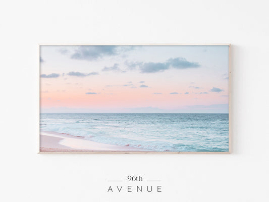 Beach Sunset Frame TV Art | Pastel Ocean Minimal View | Instant Download