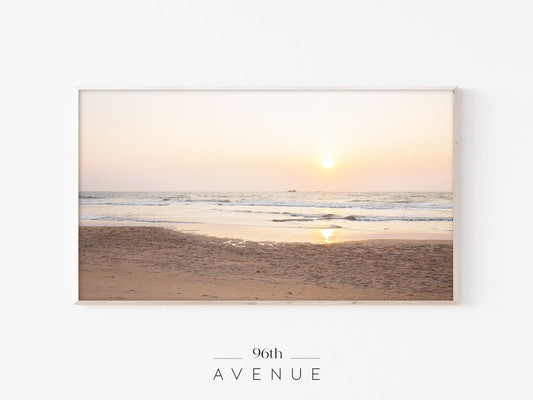 Beach Sunset Frame TV Art | Warm Golden Coastal Minimal Instant Download