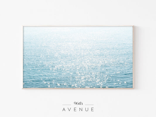 Ocean Water Sparkle | Minimal Coastal Frame TV Art | Instant Download