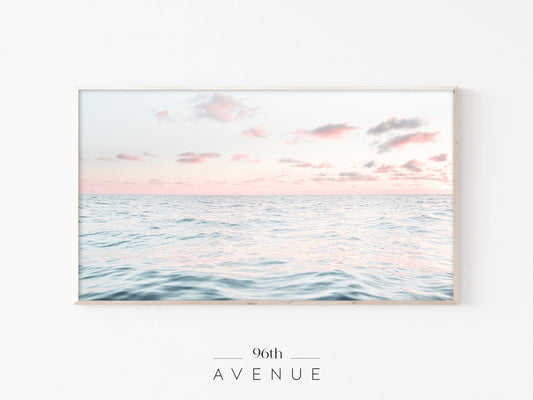 Ocean Horizon Sunset | Soft Pastel Frame TV Art | Instant Download
