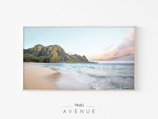 Tropical Beach Mountains | Coastal Paradise Frame TV Art | Instant Download