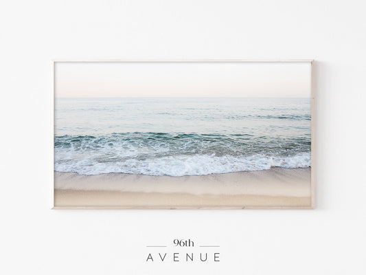 Gentle Shore Waves | Minimal Beach Frame TV Art | Instant Download
