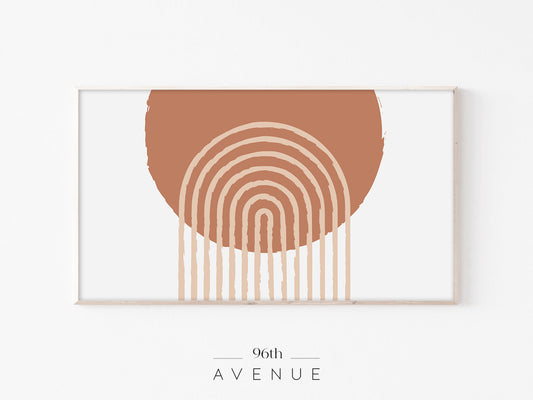 Terracotta Rainbow Sun | Abstract Minimal Frame TV Art | Instant Download