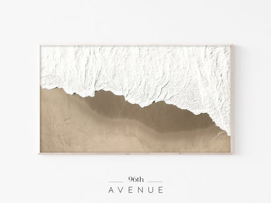 Ocean Shoreline Aerial | Minimal Beach Frame TV Art | Instant Download