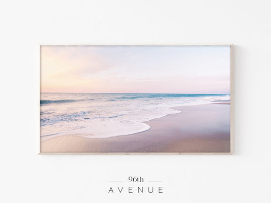 Pastel Beach Waves Frame TV Art | Coastal Sunset Screensaver | Instant Download