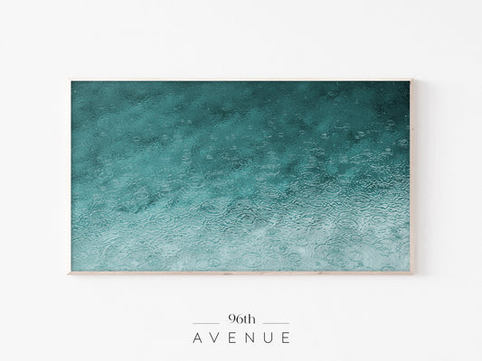 Rain Water Texture TV Art | Teal Minimal Abstract | Instant Download