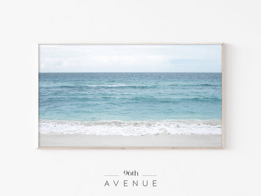 Ocean Horizon TV Art | Minimal Blue Seascape | Instant Download