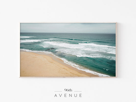 Ocean Waves Frame TV Art Coastal Minimal Seascape | Instant Download