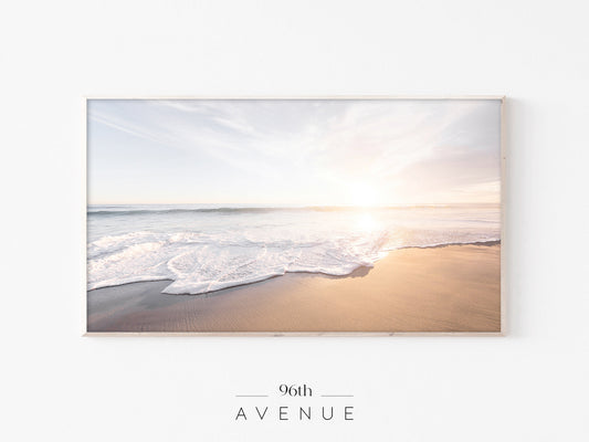 Ocean Beach Sunrise Frame TV Art | Soft Coastal Photography | Instant Download