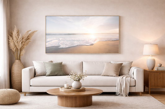 Ocean Beach Sunrise Frame TV Art | Soft Coastal Photography | Instant Download