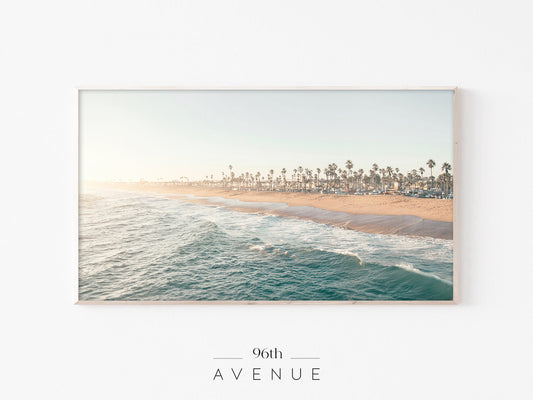 Palm Beach Frame TV Art Coastal California Shoreline | Instant Download