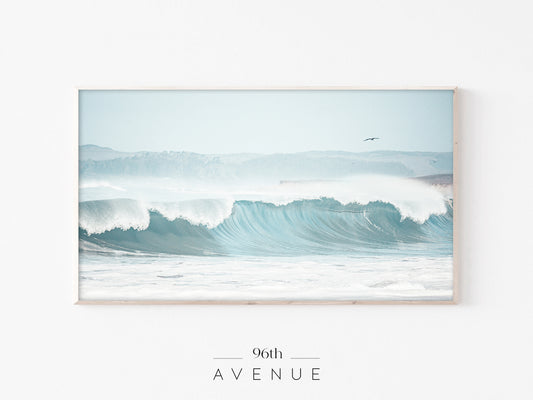 Ocean Wave Frame TV Art Coastal Surf Photography | Instant Download