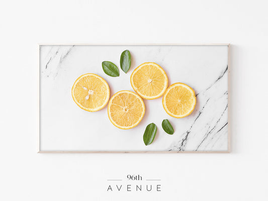 Lemon Slices Frame TV Art | Minimal Kitchen Still Life | Instant Download