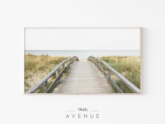 Beach Boardwalk Frame TV Art | Coastal Path Minimal | Instant Download
