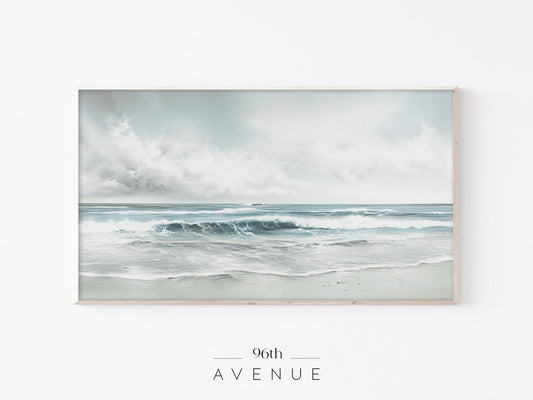 Ocean Waves Frame TV Art | Soft Blue Coastal Minimal | Instant Download