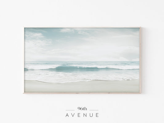 Beach Waves Frame TV Art | Minimal Soft Horizon Instant Download